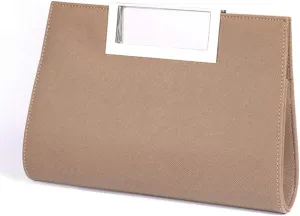 WALLYN'S Clutch Purse for Women PU Leather/Straw Evening Party Metal Grip Cut it out Handbag with Shoulder Chain Strap