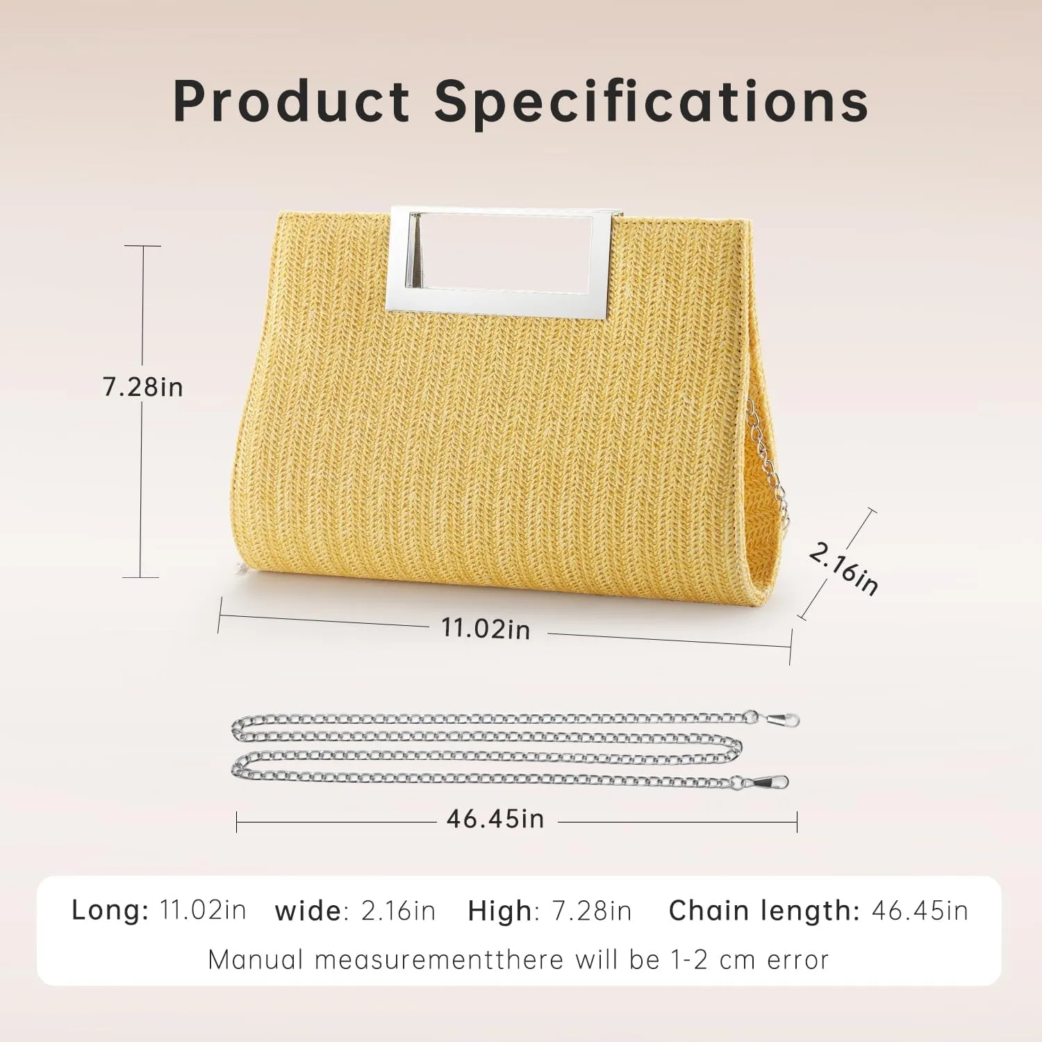 WALLYN'S Clutch Purse for Women PU Leather/Straw Evening Party Metal Grip Cut it out Handbag with Shoulder Chain Strap