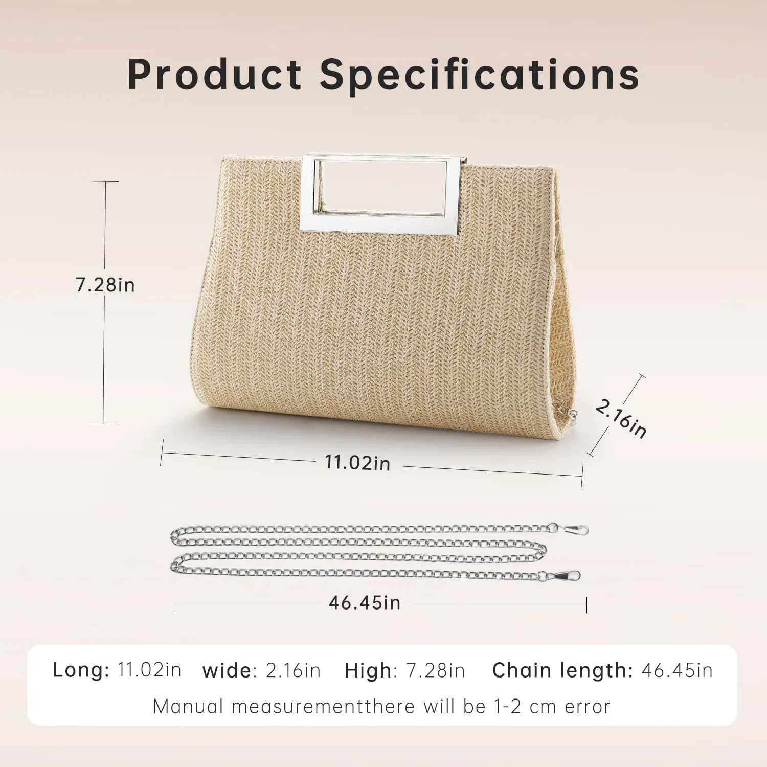 WALLYN'S Clutch Purse for Women PU Leather/Straw Evening Party Metal Grip Cut it out Handbag with Shoulder Chain Strap