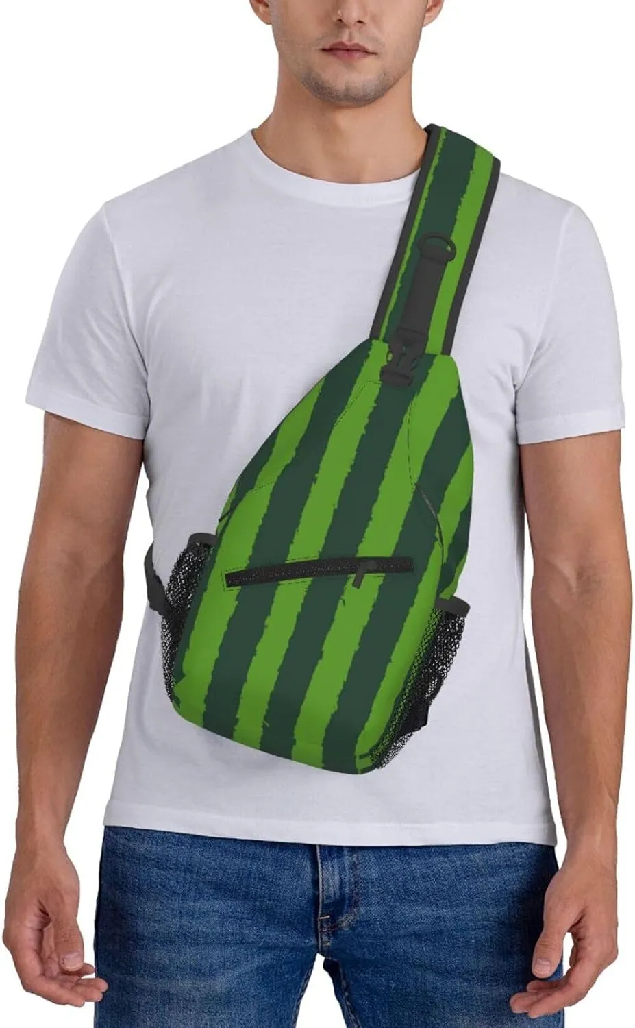 Watermelon Watermelon Skin Crossbody Bag Adjustable Sling Bag Casual Chest Bags Travel Shoulder Backpack