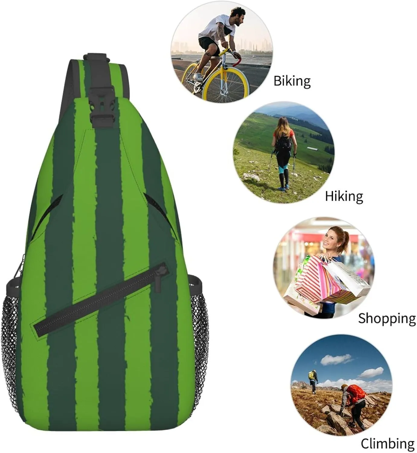 Watermelon Watermelon Skin Crossbody Bag Adjustable Sling Bag Casual Chest Bags Travel Shoulder Backpack