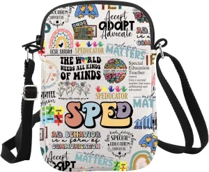 WCGXKO Special Education Teacher Gift Choose To Include Sped Squad Zipper Crossbody Bag
