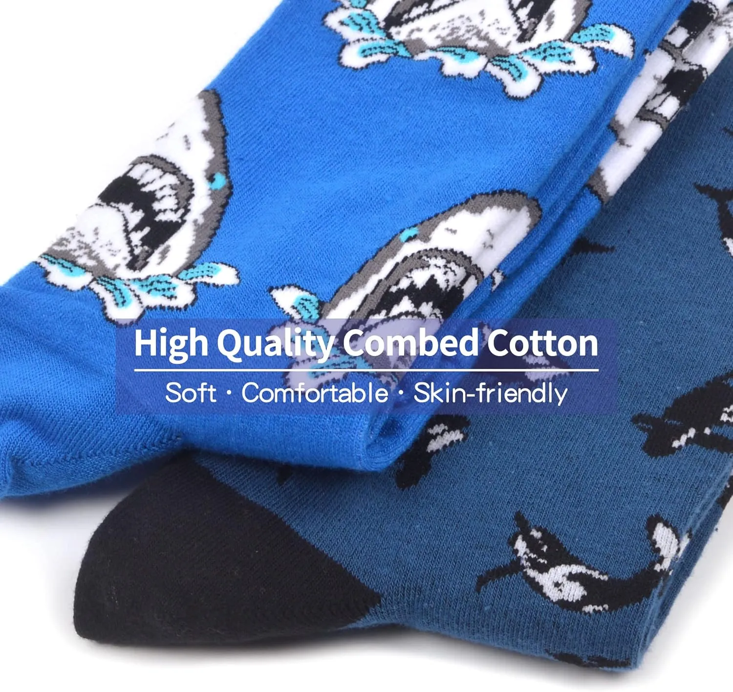 WeciBor Men's Funny Novelty Colorful Patterned Cotton Casual Crew Socks 6 Pack
