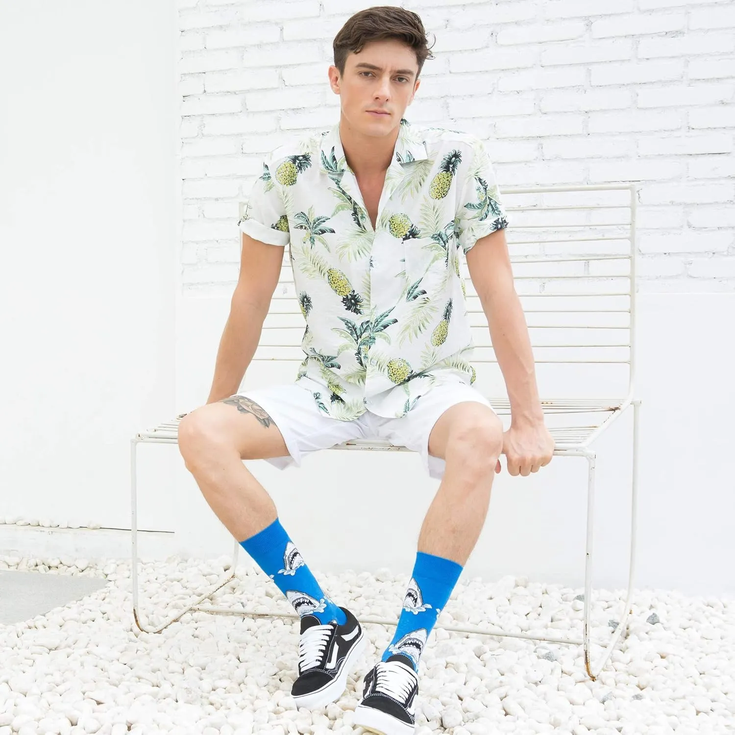 WeciBor Men's Funny Novelty Colorful Patterned Cotton Casual Crew Socks 6 Pack