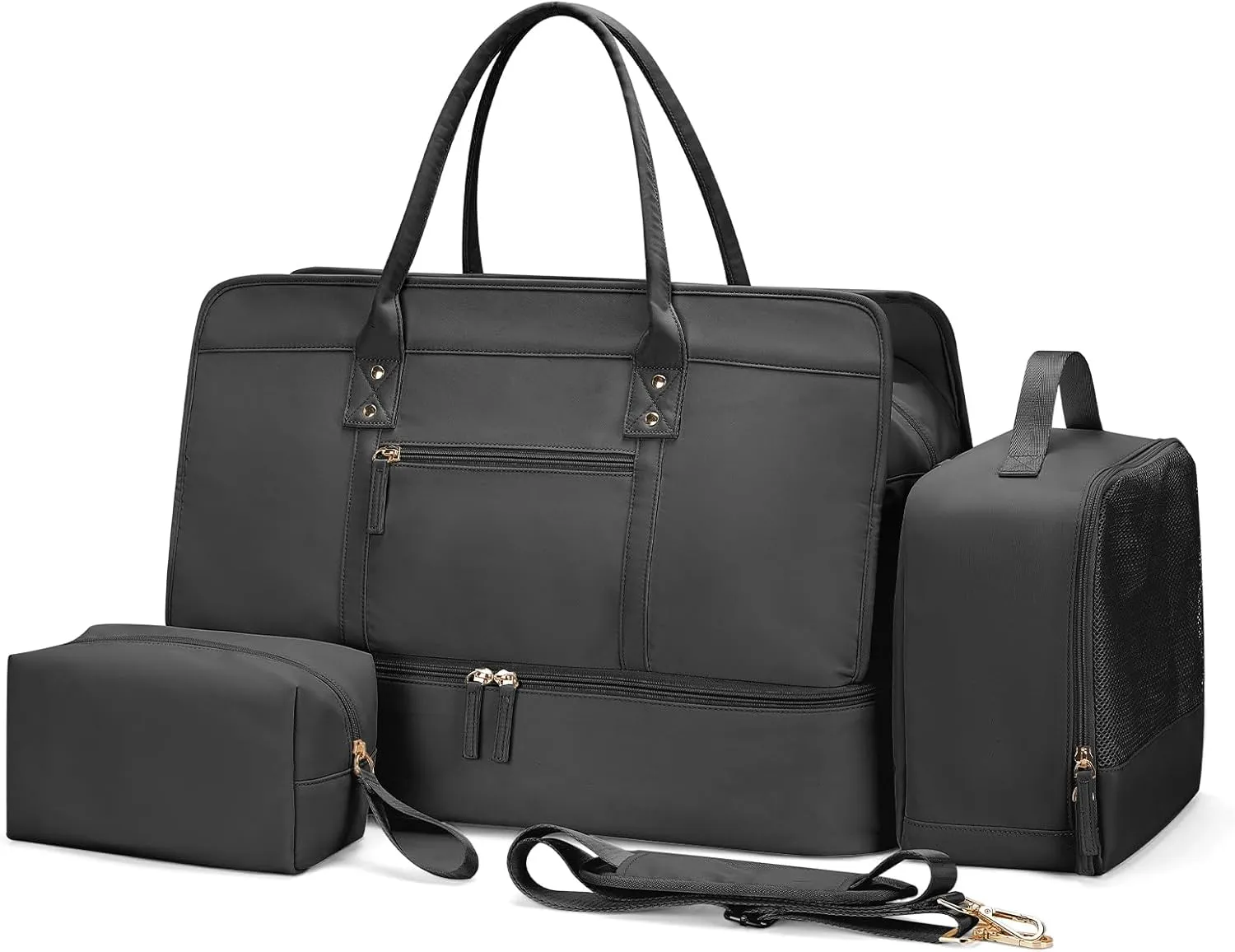 Weekender Bags for Women,Travel Duffel Bag Personal Item Bag with Shoes Compartment,Overnight Carry On Bag with Wet Pocket, Travel Bag 3Pcs Set