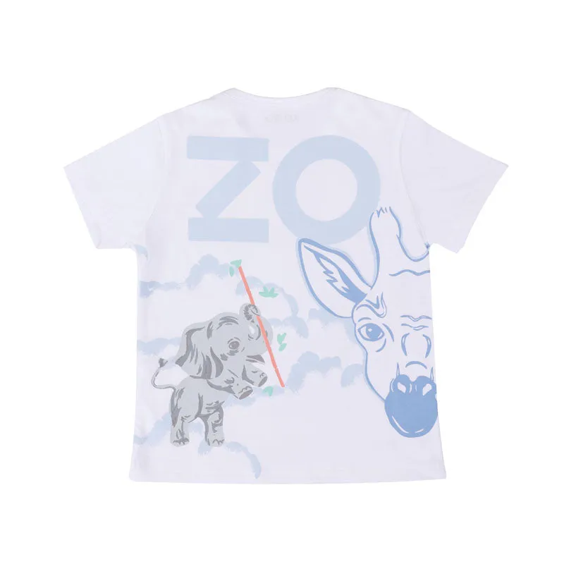 White & Blue Cotton Shorts Set