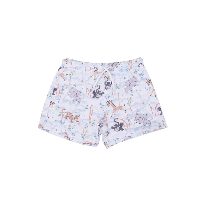 White & Blue Cotton Shorts Set