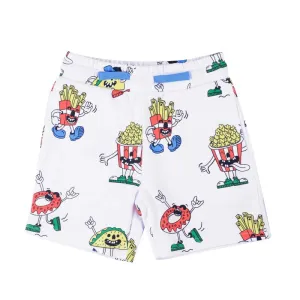 White Graphic Shorts