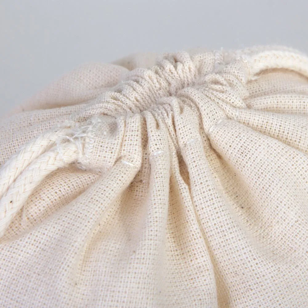 Wholasale Pouches  6"W x 8"H (15x20 cm) Cotton Muslin Bags - 100% Organic Cotton Double Drawstring - Non-Printed Cotton Muslin