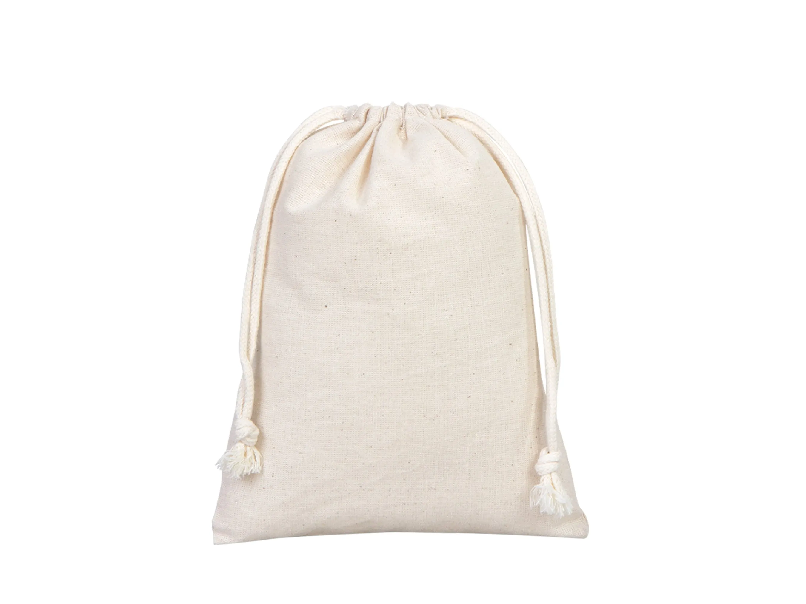 Wholasale Pouches  6"W x 8"H (15x20 cm) Cotton Muslin Bags - 100% Organic Cotton Double Drawstring - Non-Printed Cotton Muslin