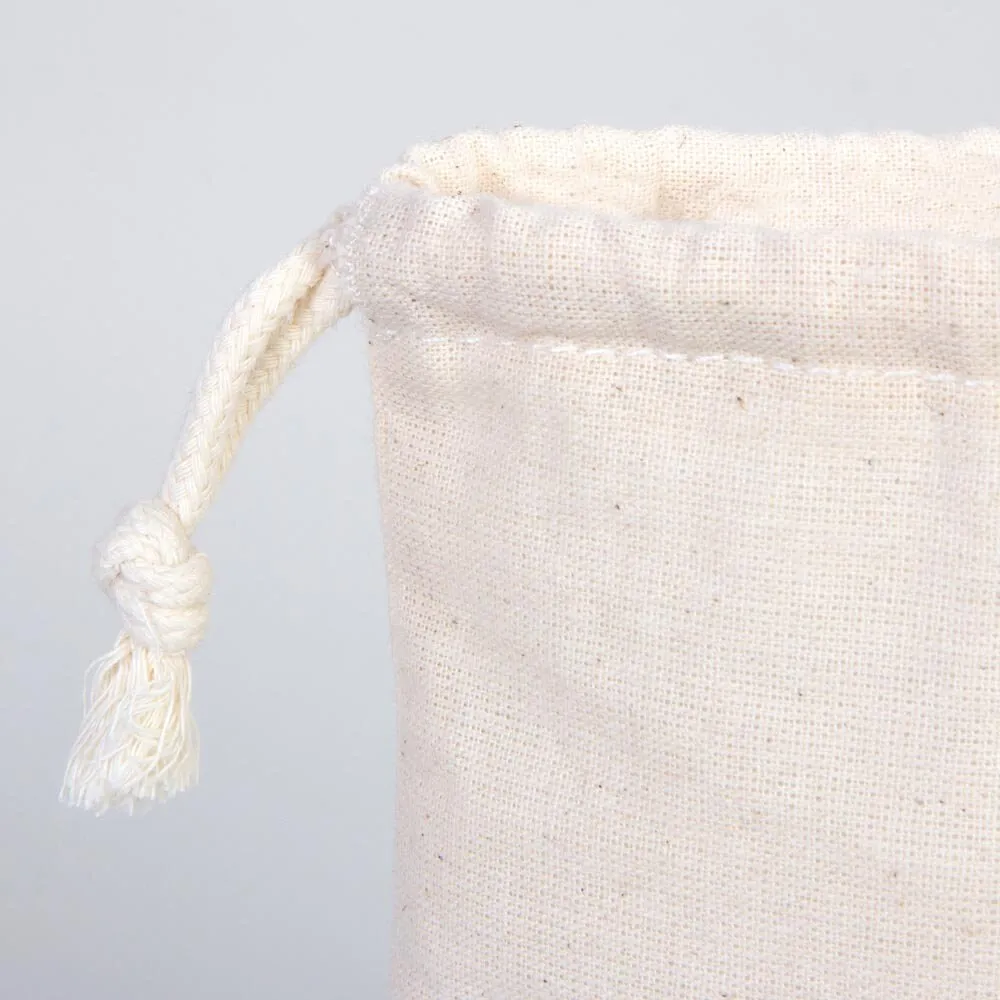Wholasale Pouches  6"W x 8"H (15x20 cm) Cotton Muslin Bags - 100% Organic Cotton Double Drawstring - Non-Printed Cotton Muslin