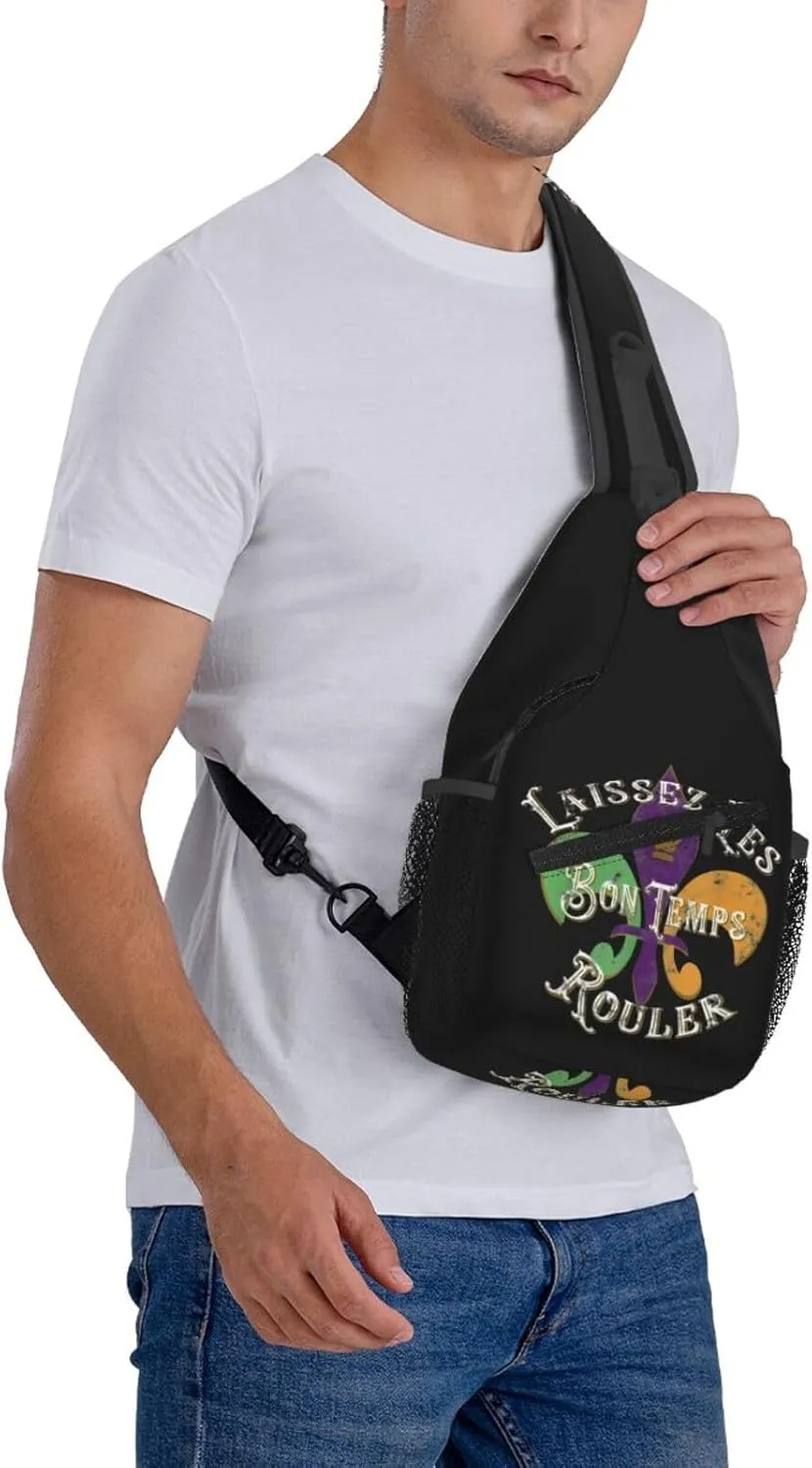 Who's Your Crawdaddy Mardi Gras Mask Beads Crawfish Sling Bag Crossbody Bag Chest Bags Travel Shoulder Backpack