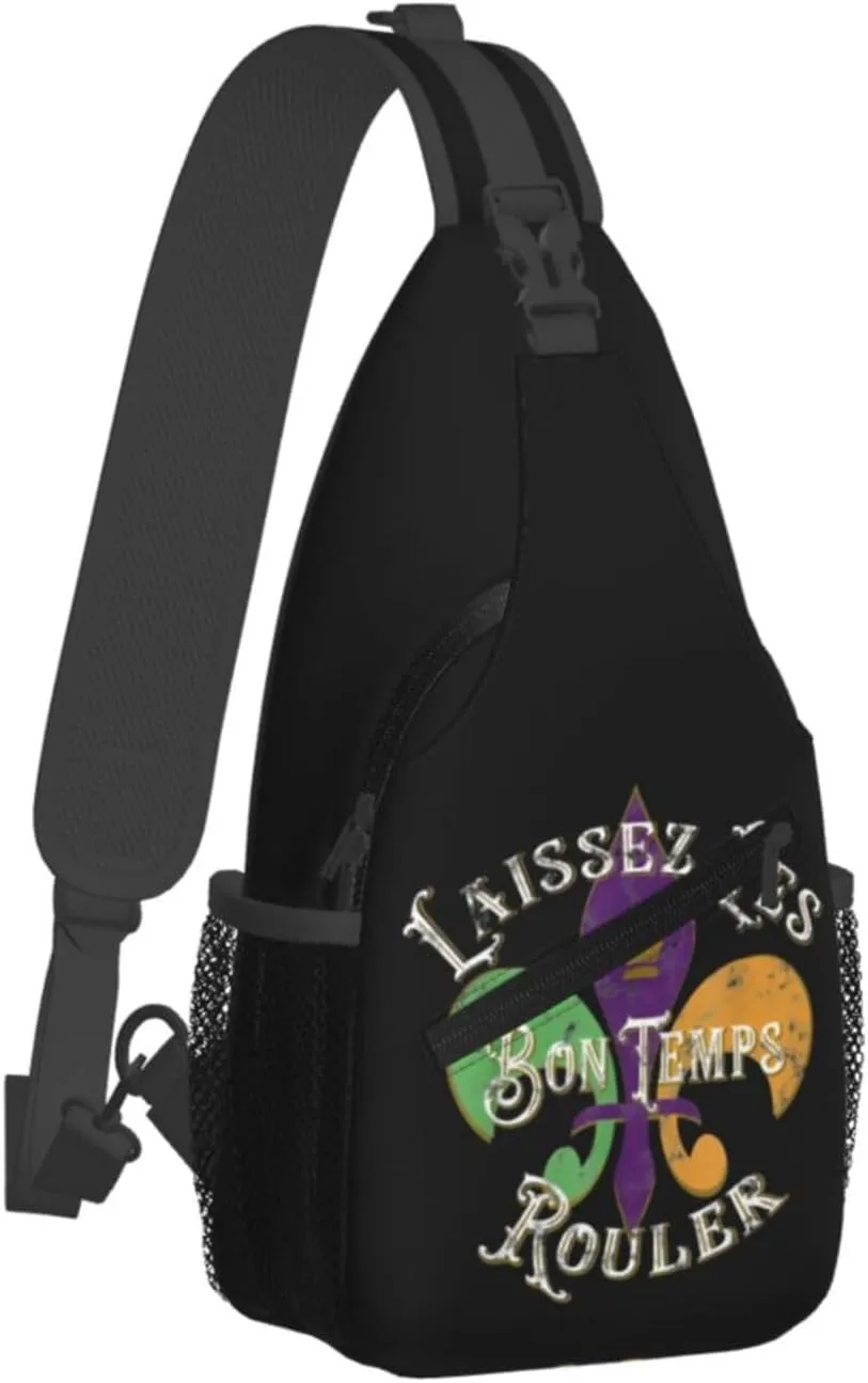 Who's Your Crawdaddy Mardi Gras Mask Beads Crawfish Sling Bag Crossbody Bag Chest Bags Travel Shoulder Backpack