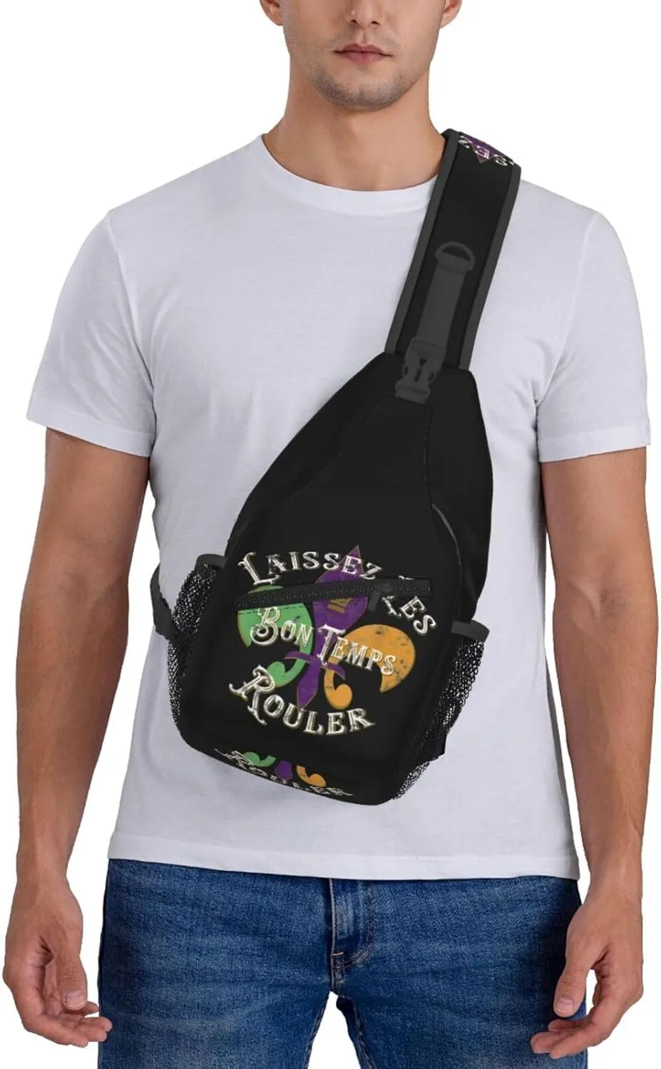 Who's Your Crawdaddy Mardi Gras Mask Beads Crawfish Sling Bag Crossbody Bag Chest Bags Travel Shoulder Backpack
