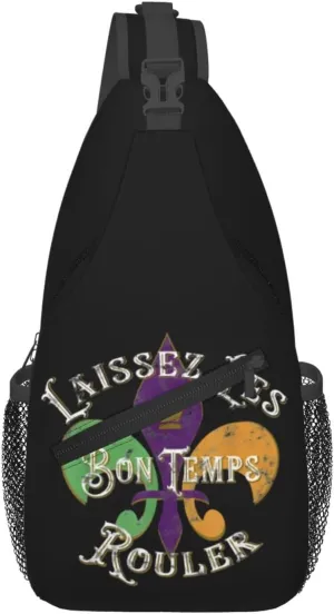 Who's Your Crawdaddy Mardi Gras Mask Beads Crawfish Sling Bag Crossbody Bag Chest Bags Travel Shoulder Backpack