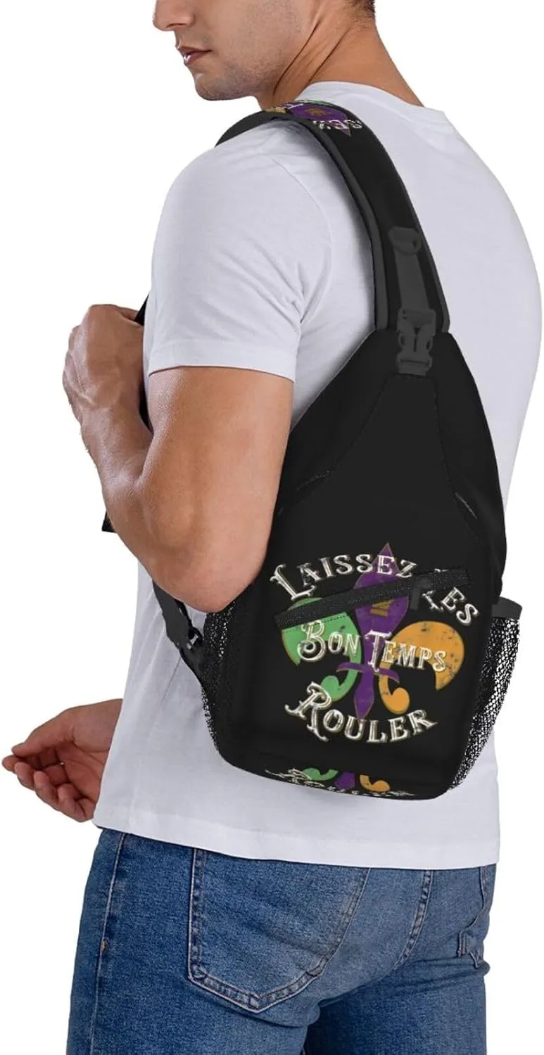 Who's Your Crawdaddy Mardi Gras Mask Beads Crawfish Sling Bag Crossbody Bag Chest Bags Travel Shoulder Backpack