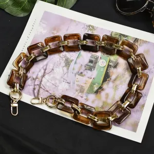 Women Acrylic Shoulder Bag Strap Acrylic Chain Color Chic Solid Color or Mix Color Messenger Handbags Belts (Color : F Size : Gold Hook 40cm)
