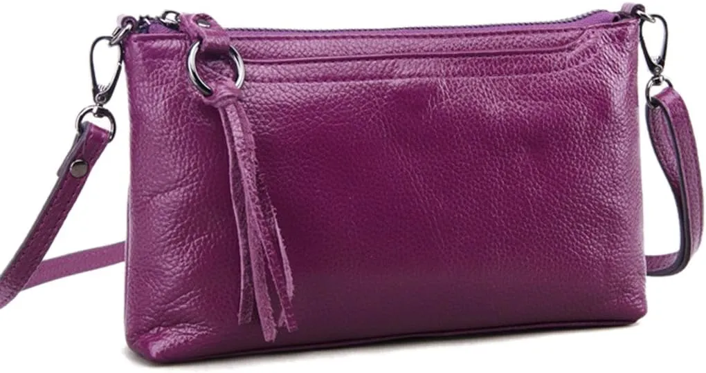 Women Crossbody Bag Genuine Leather Small Clutch Purse Cute Shoulder Bag Zipper Phone Wallet for Ladies