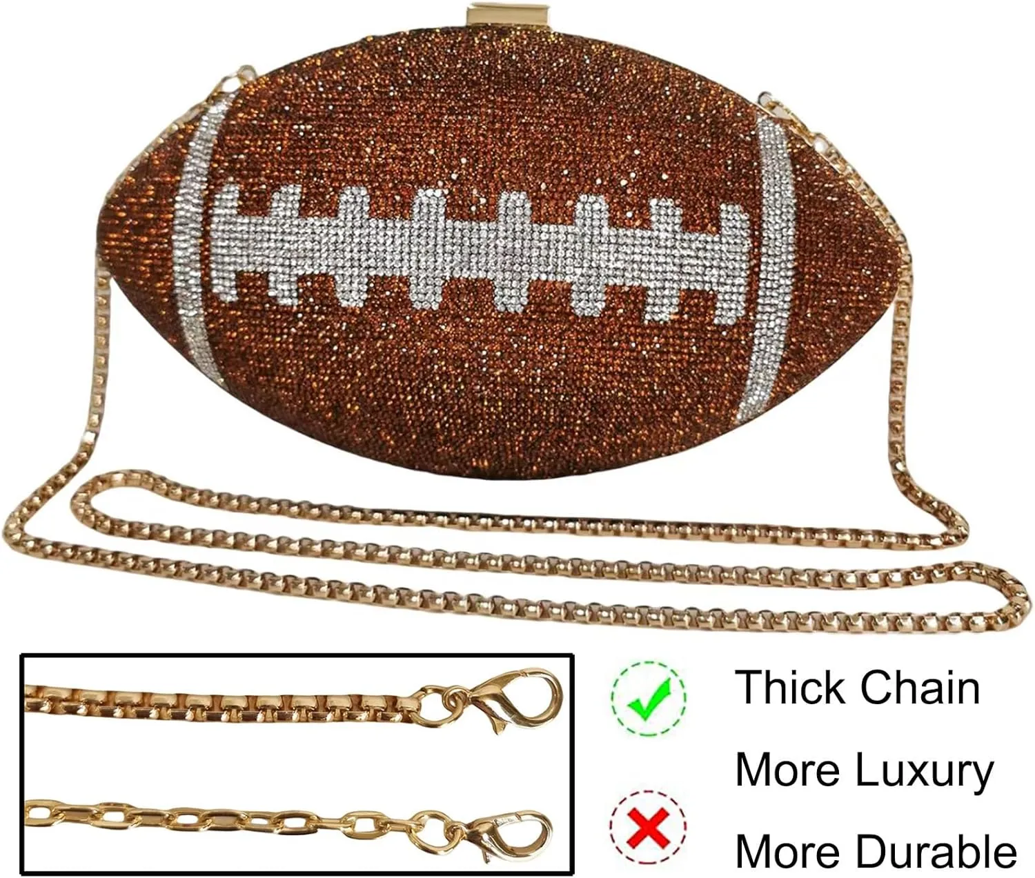 Women Football Shaped Crossbody Shoulder Bag Rugby Clutch Handbag Unique Novelty Football Purse