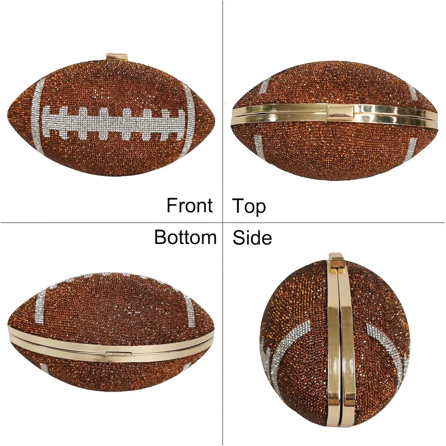 Women Football Shaped Crossbody Shoulder Bag Rugby Clutch Handbag Unique Novelty Football Purse