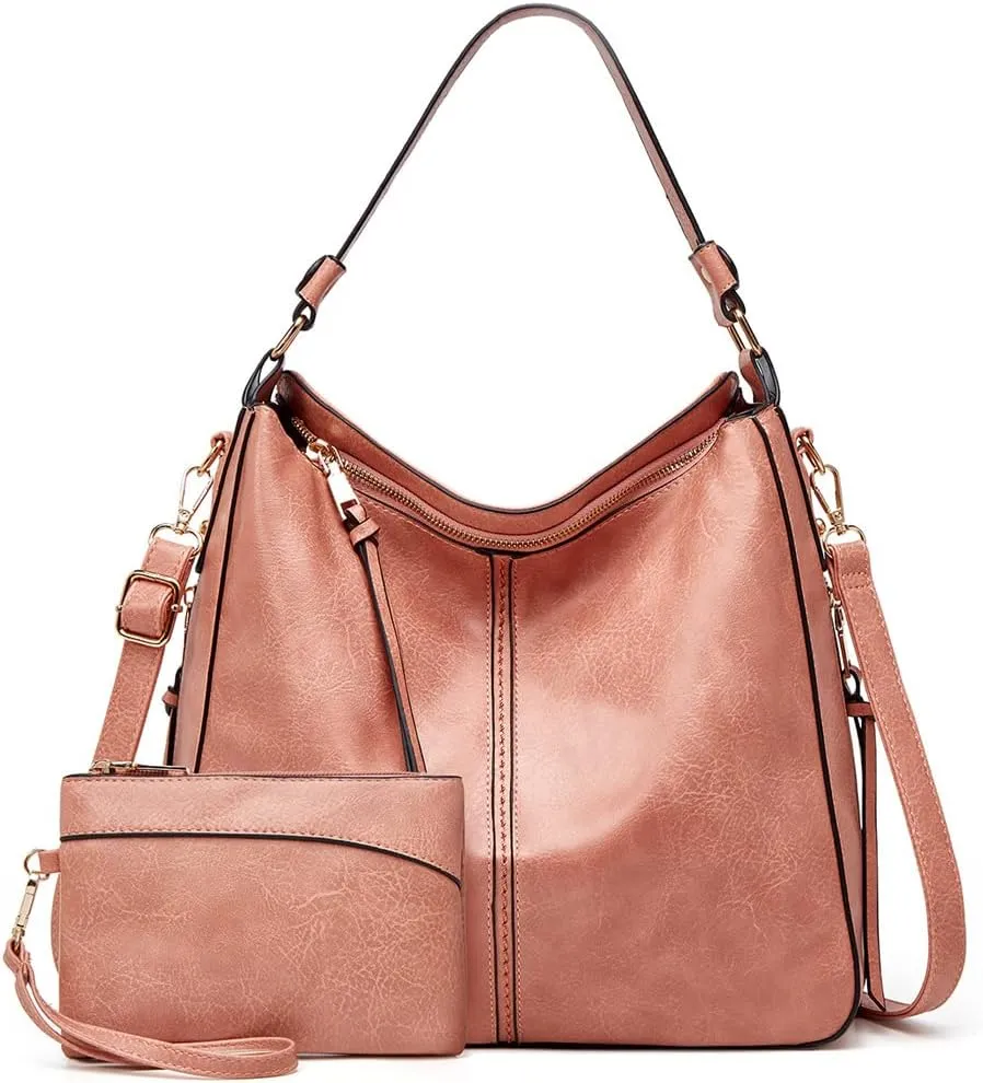 Women Handbags and Purse Sets Vegan Leather Tote Bags Fashion Hobo Bags Shoulder Bag Satchel Handbag Zip Wallet 2Pcs