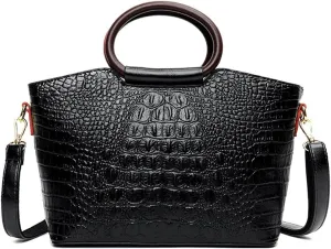 Women Handbags Purse PU Leather Crocodile Pattern Satchel Bags Top Circular Handle Handbag Ladies Shoulder Bag