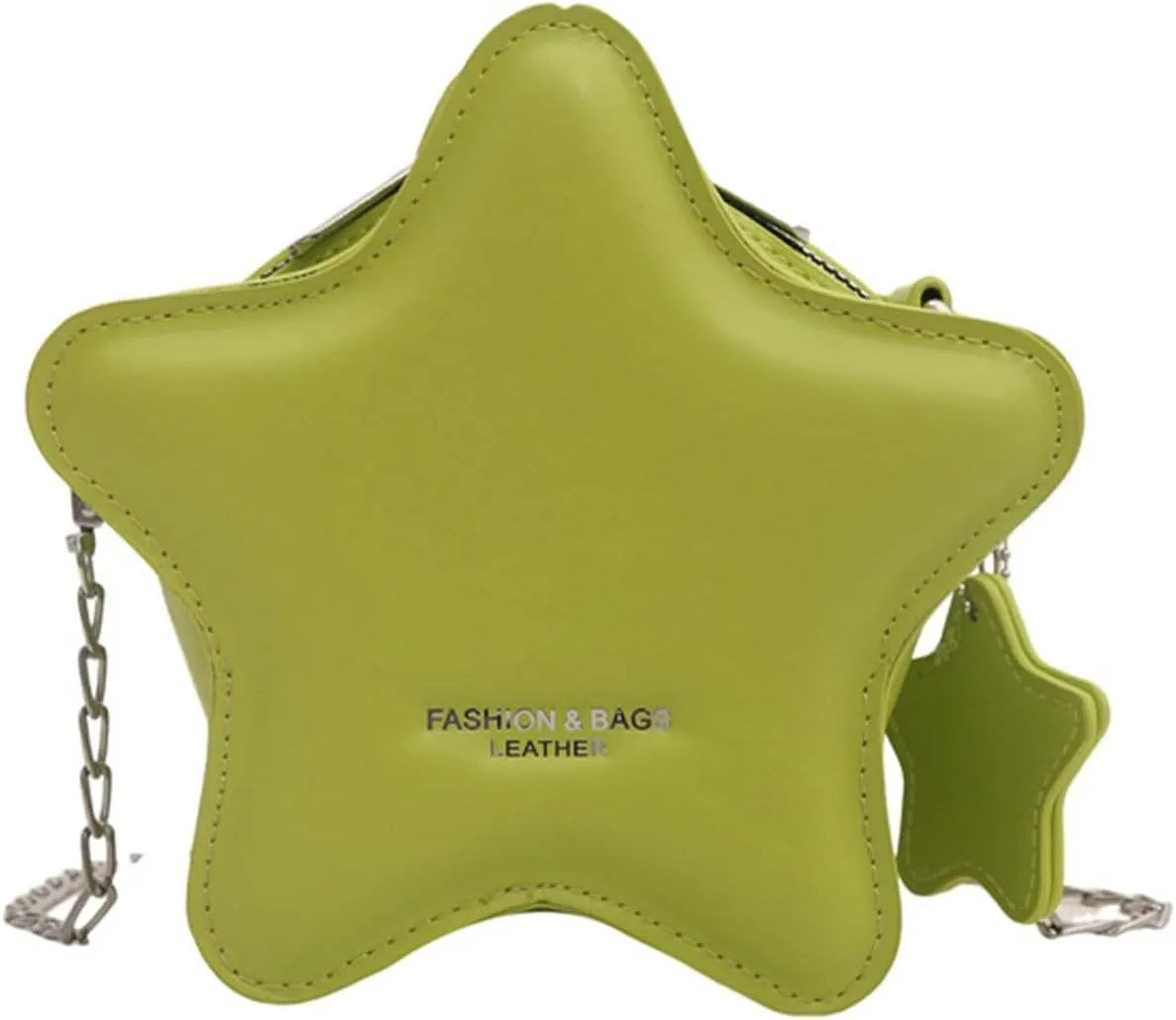 Women PU Leather Shoulder Bag Cute Star Shape Sparkly Metallic Crossbody Bag with Metal Chain Small Purse for Shopping