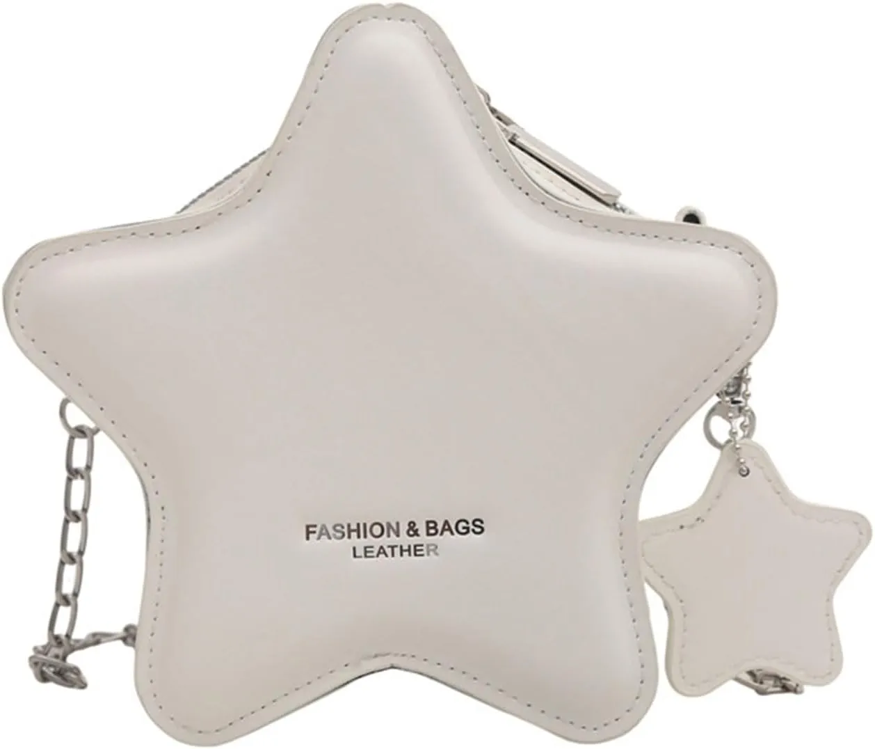 Women PU Leather Shoulder Bag Cute Star Shape Sparkly Metallic Crossbody Bag with Metal Chain Small Purse for Shopping