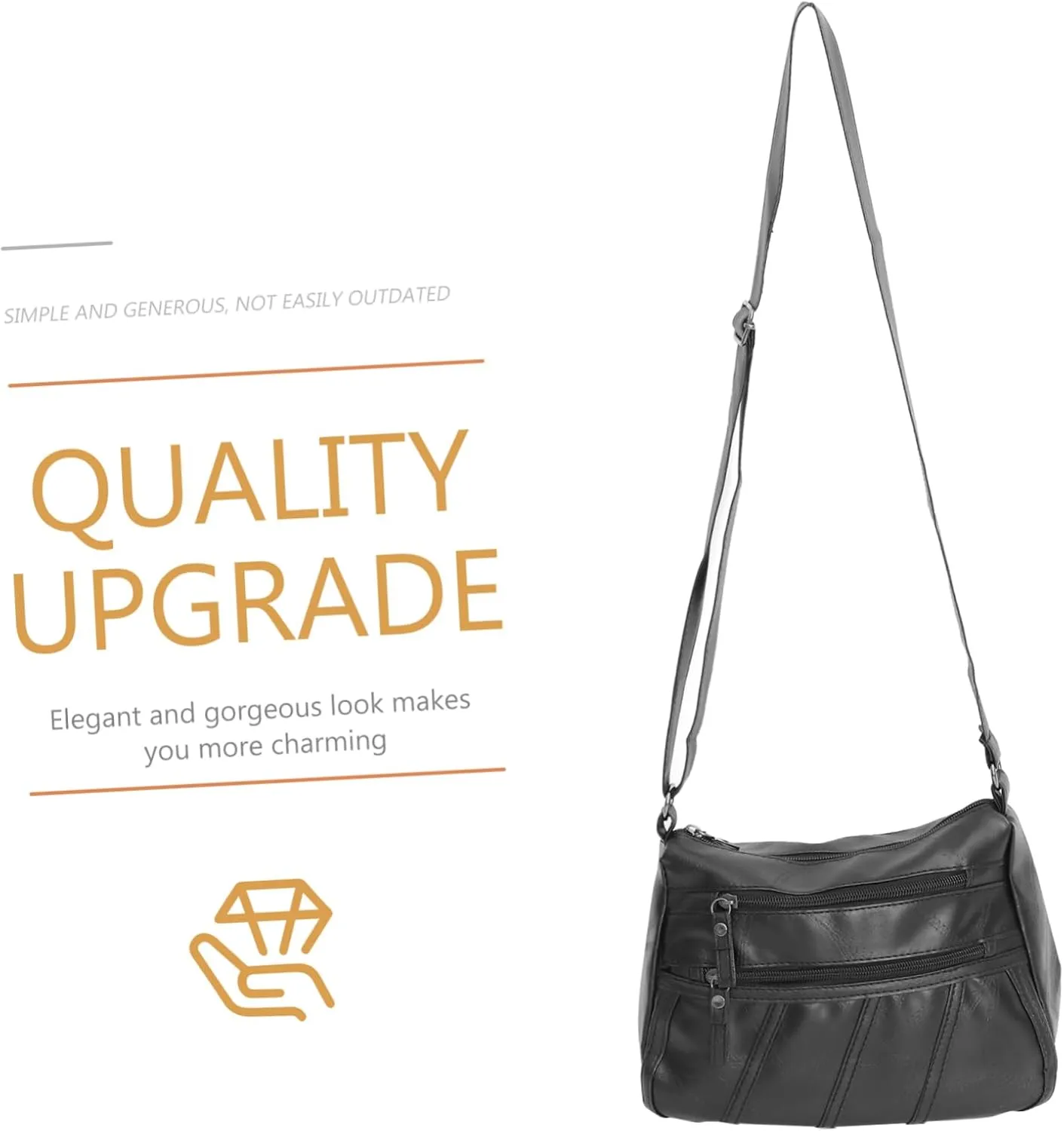 Women's Black Crossbody Bag - Pu Leather Outdoor Purse Miss Fashion Mother Bag