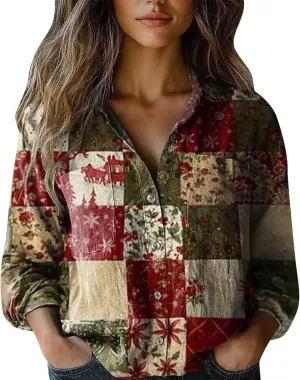 Womens Button V Neck Long Sleeve Shirts Oversized Blouses Tops Cotton Classic Collared Casual Lightweight Blouses