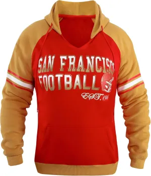 Womens City Football V Neck Athletic Fleece Hoodies Pullover Raglan Sweatshirts