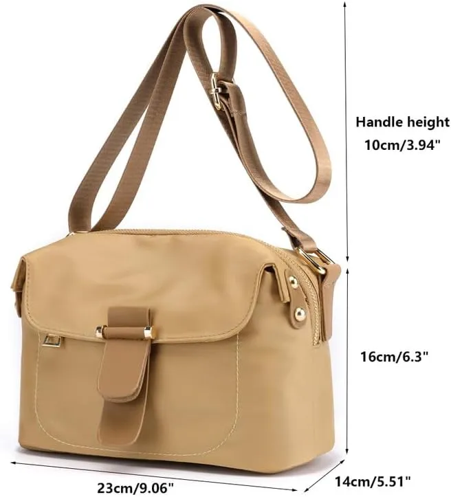 Women's Crossbody Handbags Nylon Crossbody Bags for Women Waterproof Shoulder Bag Travel Size Satchel Bags Hobo Handbag Khaki