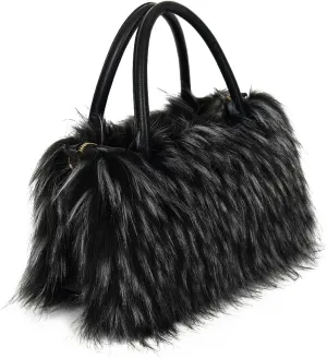 Womens Faux Fur Shoulder Bag Furry Purse Handbag Crossbody Bag with Shoulder Strap