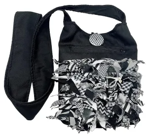 Women's Handmade Black Cotton Cross Body Small Messenger Bag with Recycled Black and White Fabrics – LRW DESIGNS