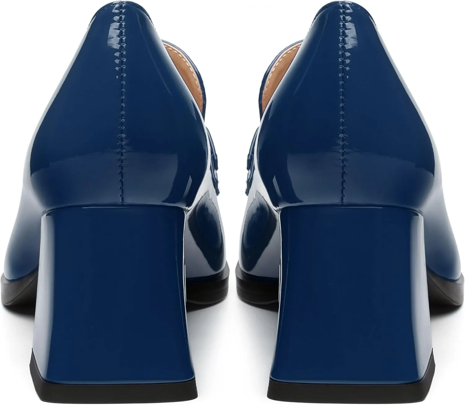 Women's Pump's, Square Toe British Style Loafers for Silver Metallic Buckle Women's Heels