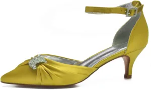 Women's Satin Elegant Heels with Silver PU Lining & Anti-Slip Rubber Sole | 6cm Block Heel for Wedding/Office/Party | 8  Colors