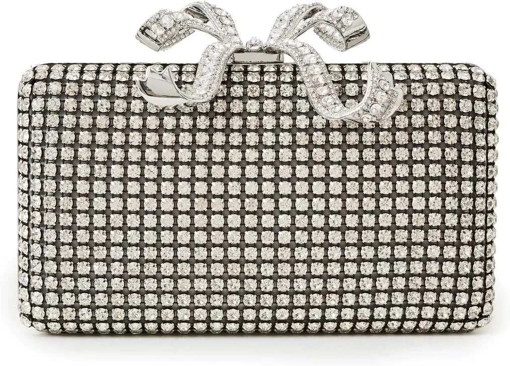 Women's Silver Crystal Box Clutch