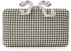 Women's Silver Crystal Box Clutch