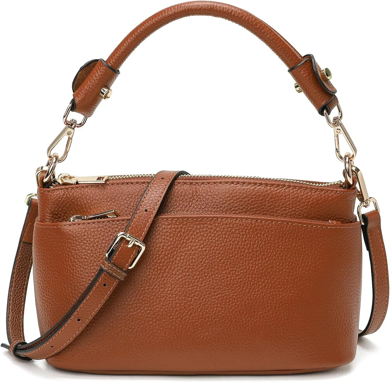Women's Small Crossbody Bags Lady Cow Leather Shoulder Handbag Purse with 3 Shoulder Straps