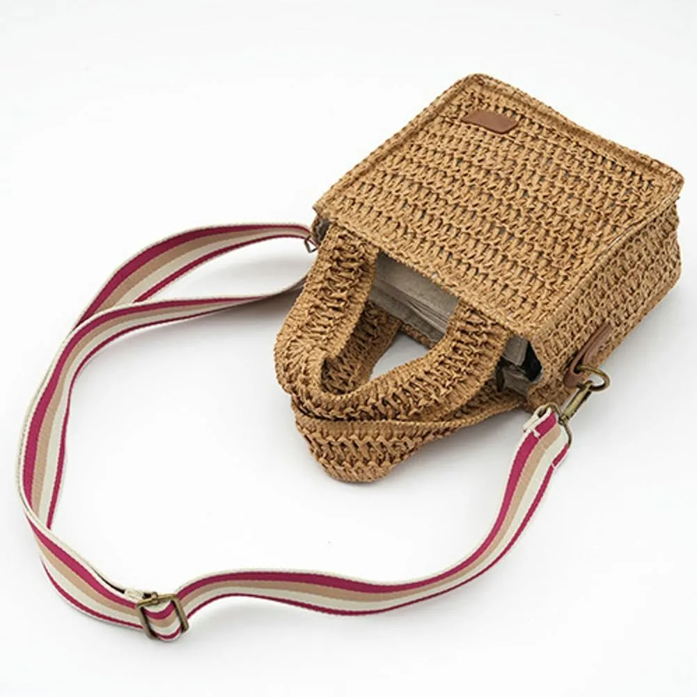 Womens Straw Tote Bag Summber Beach Handbag Rattan Crossbody Vacation Shoulder Purses Top Handle Weaving Satchel