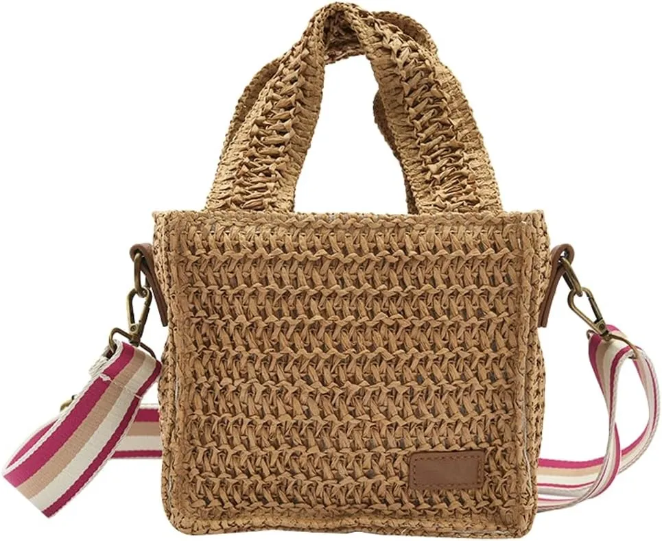 Womens Straw Tote Bag Summber Beach Handbag Rattan Crossbody Vacation Shoulder Purses Top Handle Weaving Satchel