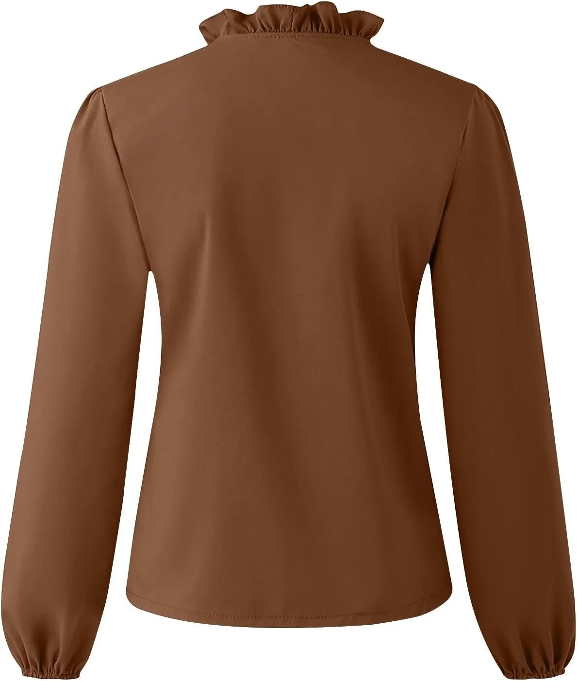 Womens Tops Long Sleeve Loose Fit Ruffle Hem V Neck Solid Button Down Shirt Causal Dressy Blouse Fall Outfits Clothes