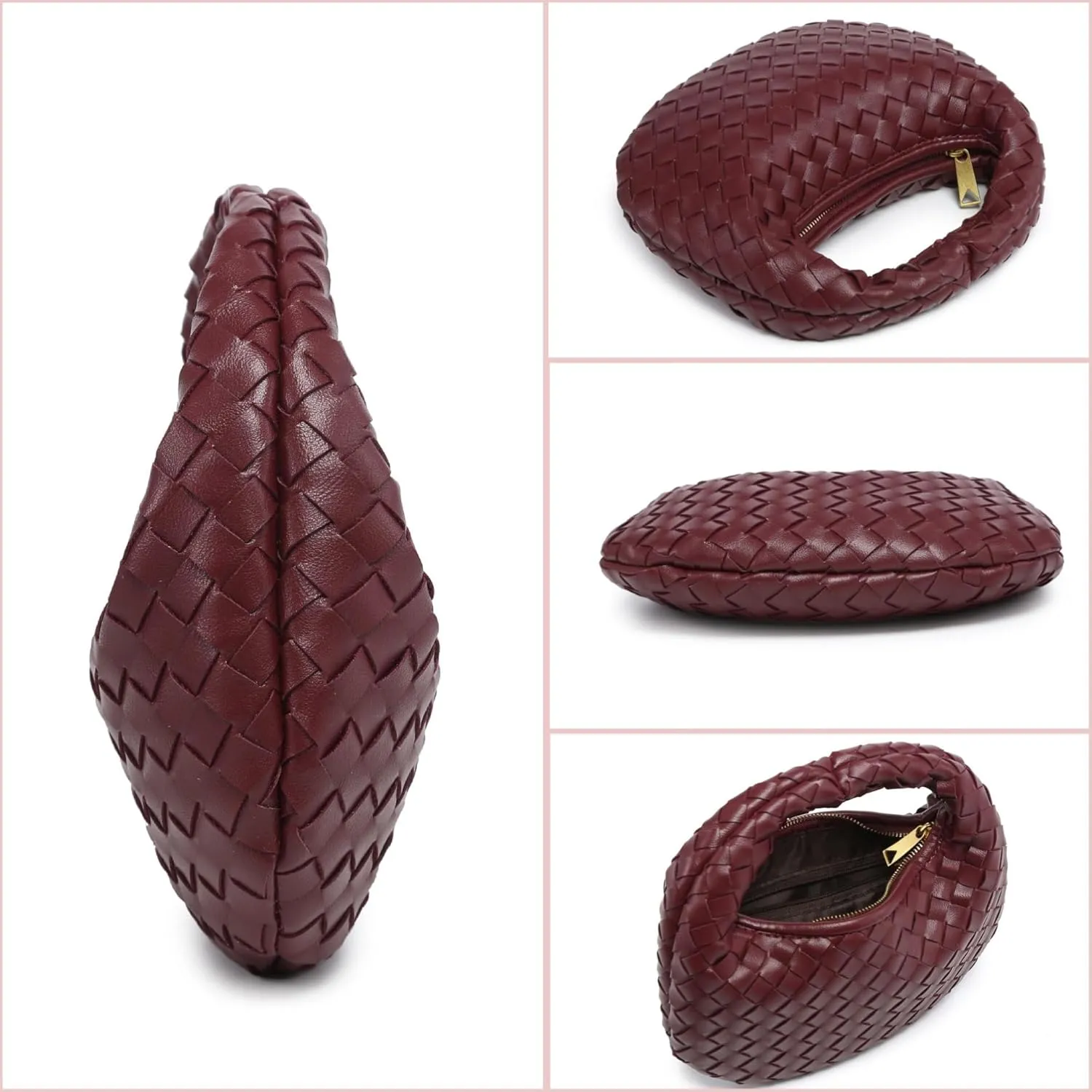 Women's Woven Genuine Leather Wallet Handbag - Crossbody Bag, Single-shoulder Chain