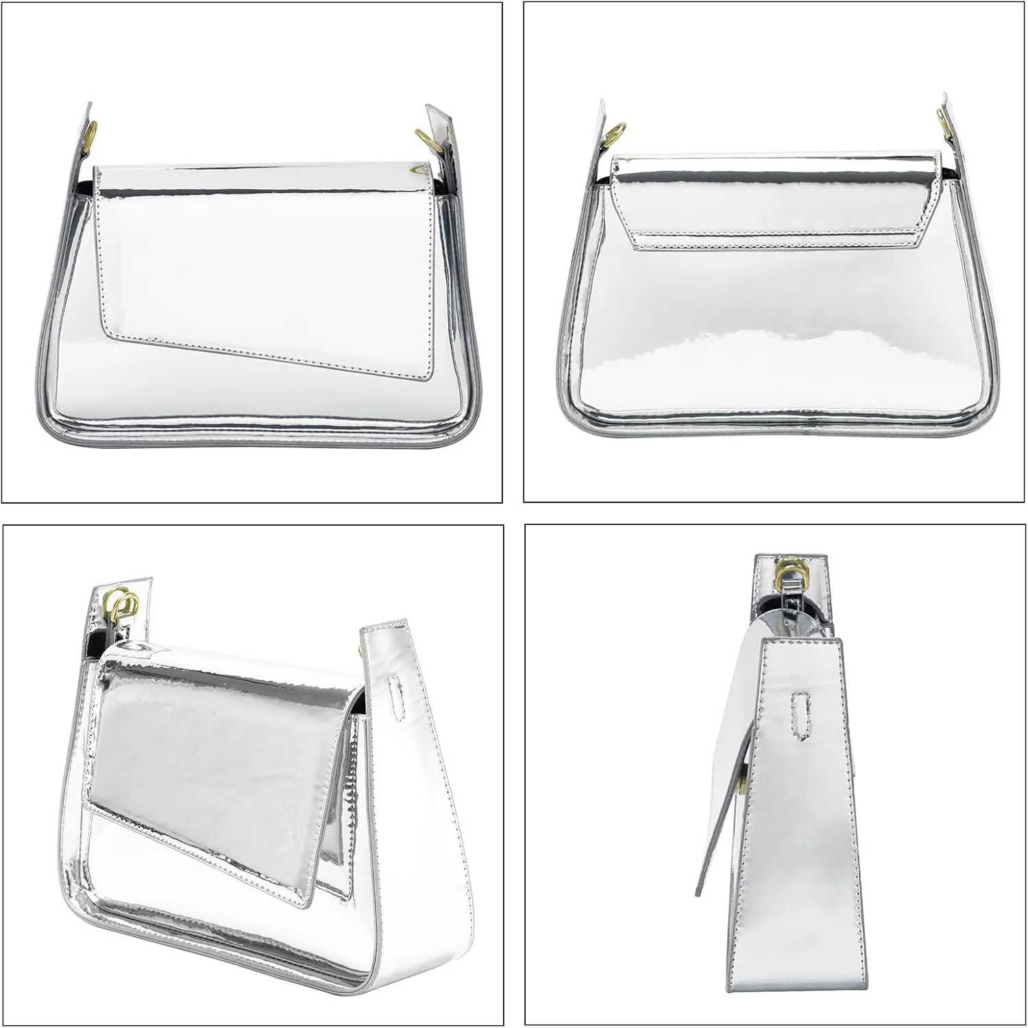 Womens Y2k Sparkly Silver Hobo Bag Tote Evening Bag Metallic Clutch Satchel Shoulder Bag for Wedding Party Prom