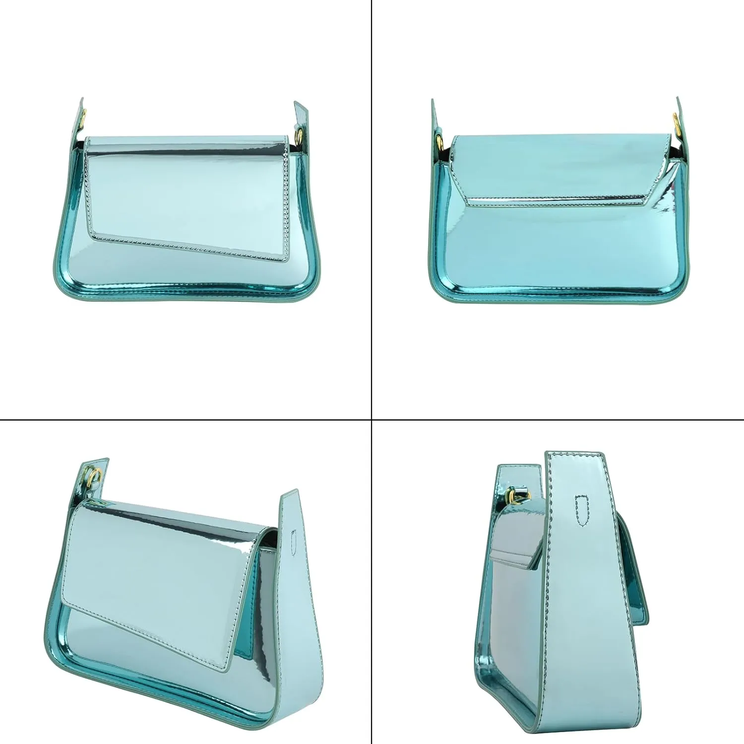 Womens Y2k Sparkly Silver Hobo Bag Tote Evening Bag Metallic Clutch Satchel Shoulder Bag for Wedding Party Prom