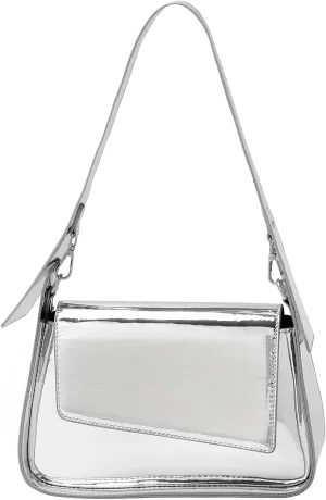 Womens Y2k Sparkly Silver Hobo Bag Tote Evening Bag Metallic Clutch Satchel Shoulder Bag for Wedding Party Prom