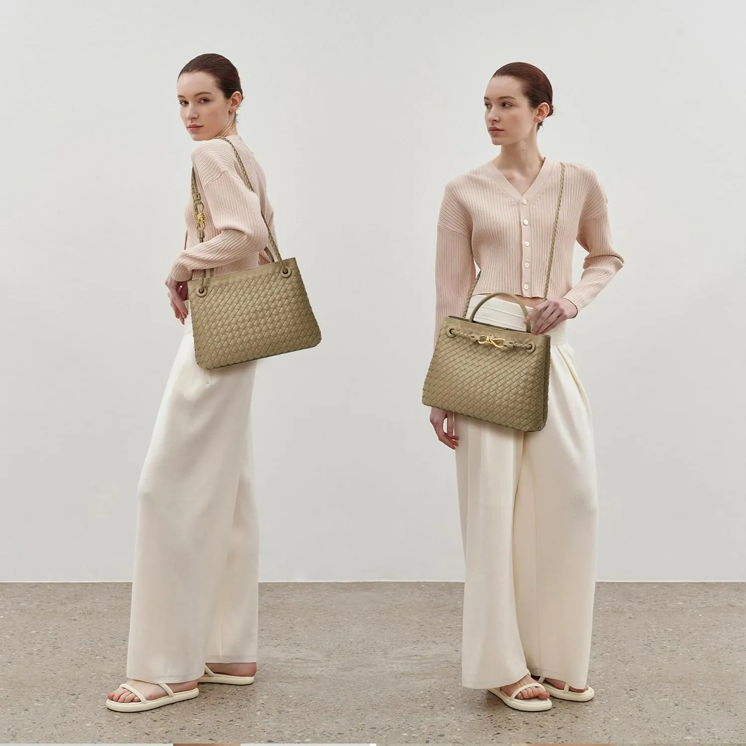 Woven Bag for Women Crossbody Handbag: Vegan Leather Small Tote Purse Trendy Shoulder Handbag Bowknot Satchel Purse