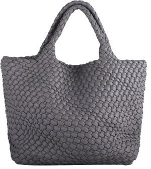 Woven Bag for Women Large Tote Bag with Clutch PU Leather Handwoven Beach Bag Satchel Handmade Casual Purses 2023