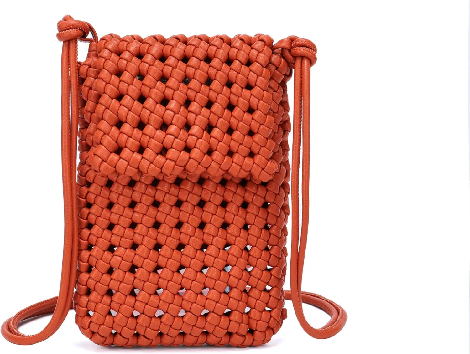 Woven bags for women, Artificial leather PU Orange bag Unique and comfortable woven Summer Beach Travel Handbag and Purse Retro Handmade Shoulder Bag