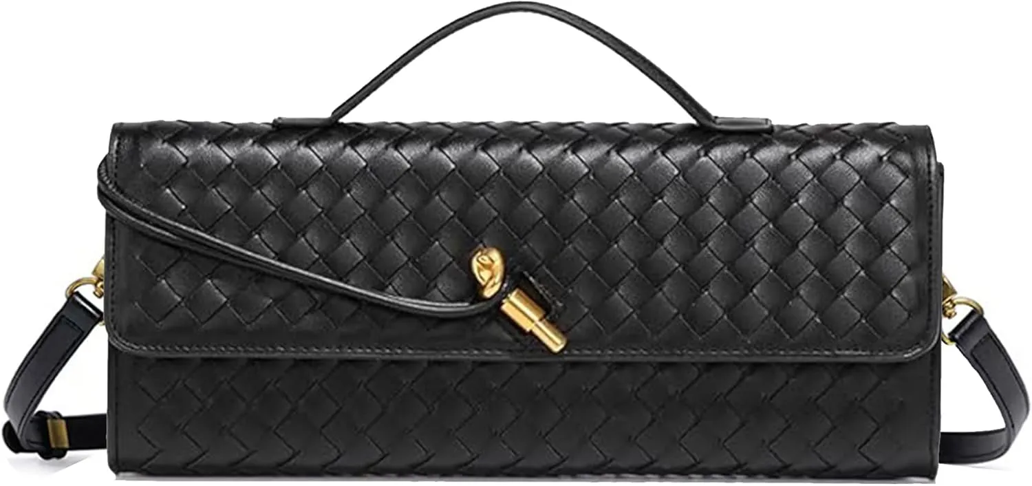 Woven Evening Clutch Purses Shoulder Handbag Crossbody Bags with Adjustable Shoulder Strap Trendy Handmade